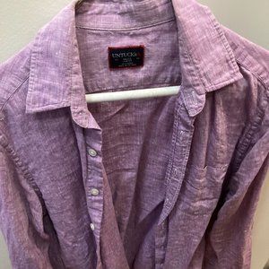 Untuckit Size Small Purple Linen Button-down Shirt